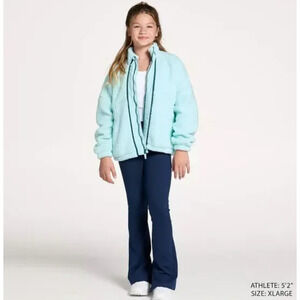 DSG Girls Cozy Fleece Full Zip Jacket Shoreside Blue Large (14) Kids